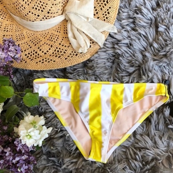 🆕 WILDFOX SWIM YELLOW STRIPED BIKINI BOTTOMS NWT - Picture 4 of 7